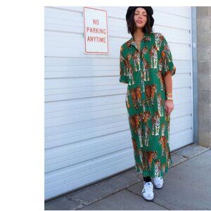 Dressed in LALA Green Tiger Print Dress